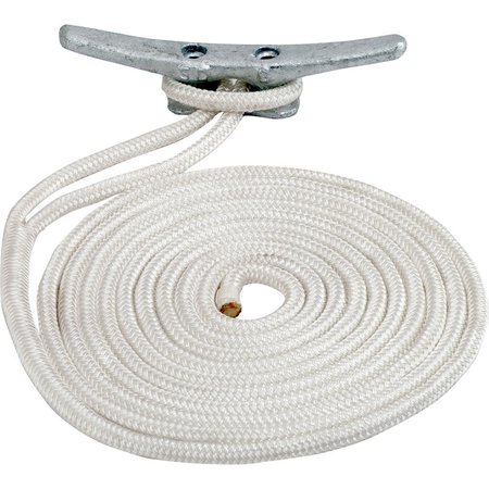 SEA-DOG Double Braided Nylon Dock Line, 3/8 in. x 10', White 302110010WH-1